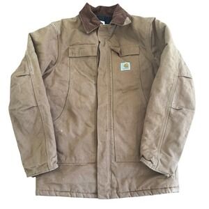 Vintage Carhartt Mens Tall Brown‎ Duck Active Work Jacket Distressed